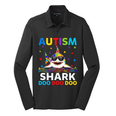 Autism Shark Awareness Rainbow Puzzle Do Sharks Mommy Great Gift Silk Touch Performance Long Sleeve Polo