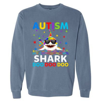 Autism Shark Awareness Rainbow Puzzle Do Sharks Mommy Great Gift Garment-Dyed Sweatshirt