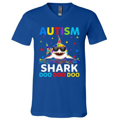 Autism Shark Awareness Rainbow Puzzle Do Sharks Mommy Great Gift V-Neck T-Shirt