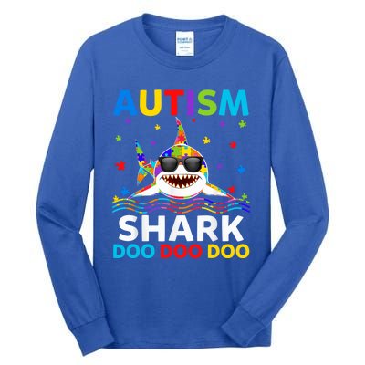 Autism Shark Awareness Rainbow Puzzle Do Sharks Mommy Great Gift Tall Long Sleeve T-Shirt