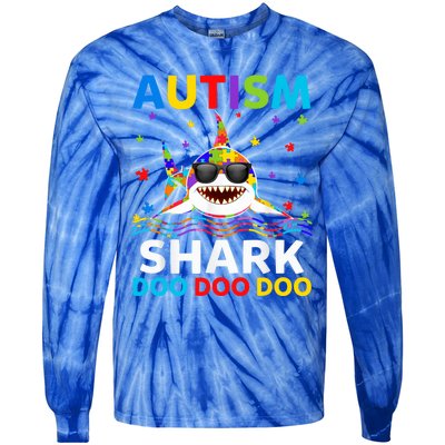 Autism Shark Awareness Rainbow Puzzle Do Sharks Mommy Great Gift Tie-Dye Long Sleeve Shirt