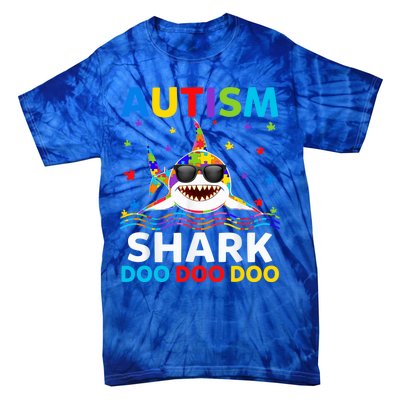 Autism Shark Awareness Rainbow Puzzle Do Sharks Mommy Great Gift Tie-Dye T-Shirt