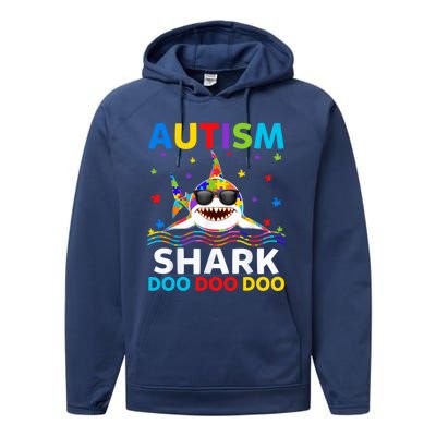 Autism Shark Awareness Rainbow Puzzle Do Sharks Mommy Great Gift Performance Fleece Hoodie