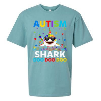 Autism Shark Awareness Rainbow Puzzle Do Sharks Mommy Great Gift Sueded Cloud Jersey T-Shirt