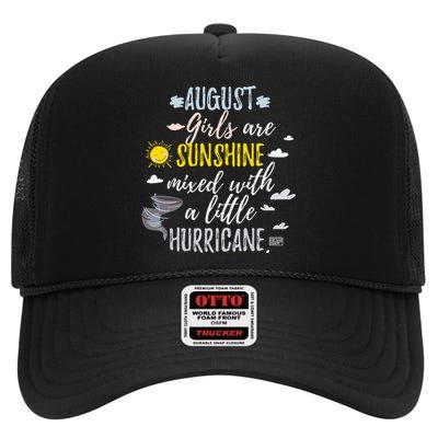 AUGUST SUNSHINE AND HURRICANE BIRTH MONTH High Crown Mesh Back Trucker Hat