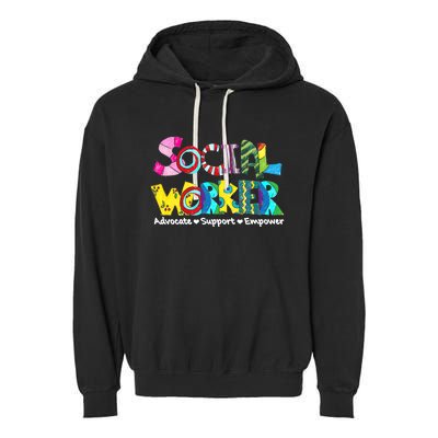 Advocate Support And Empower Social Worker Social Work Month Garment-Dyed Fleece Hoodie