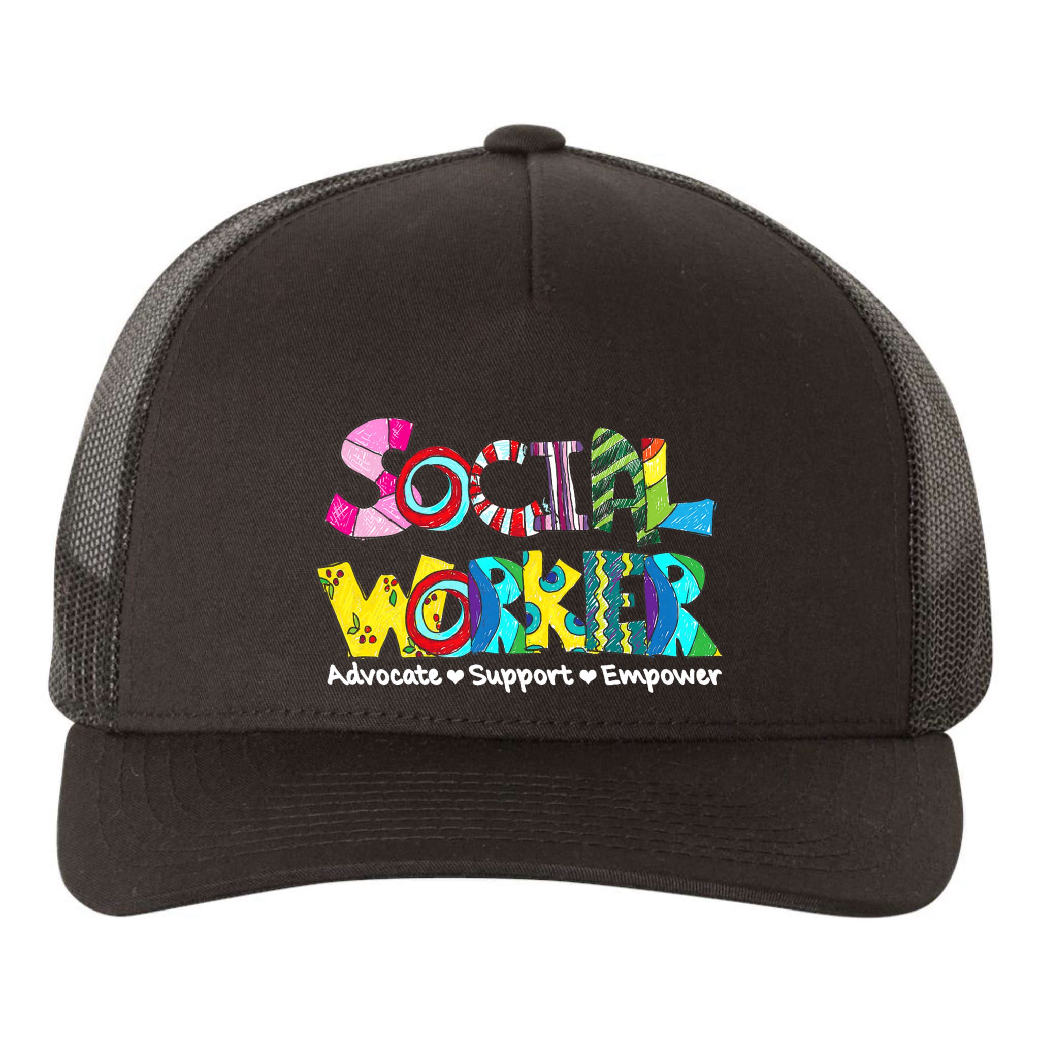 Advocate Support And Empower Social Worker Social Work Month Yupoong Adult 5-Panel Trucker Hat
