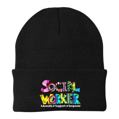 Advocate Support And Empower Social Worker Social Work Month Beanie