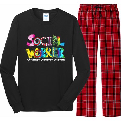 Advocate Support And Empower Social Worker Social Work Month Long Sleeve Pajama Set