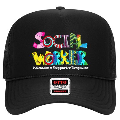Advocate Support And Empower Social Worker Social Work Month Trucker Hat