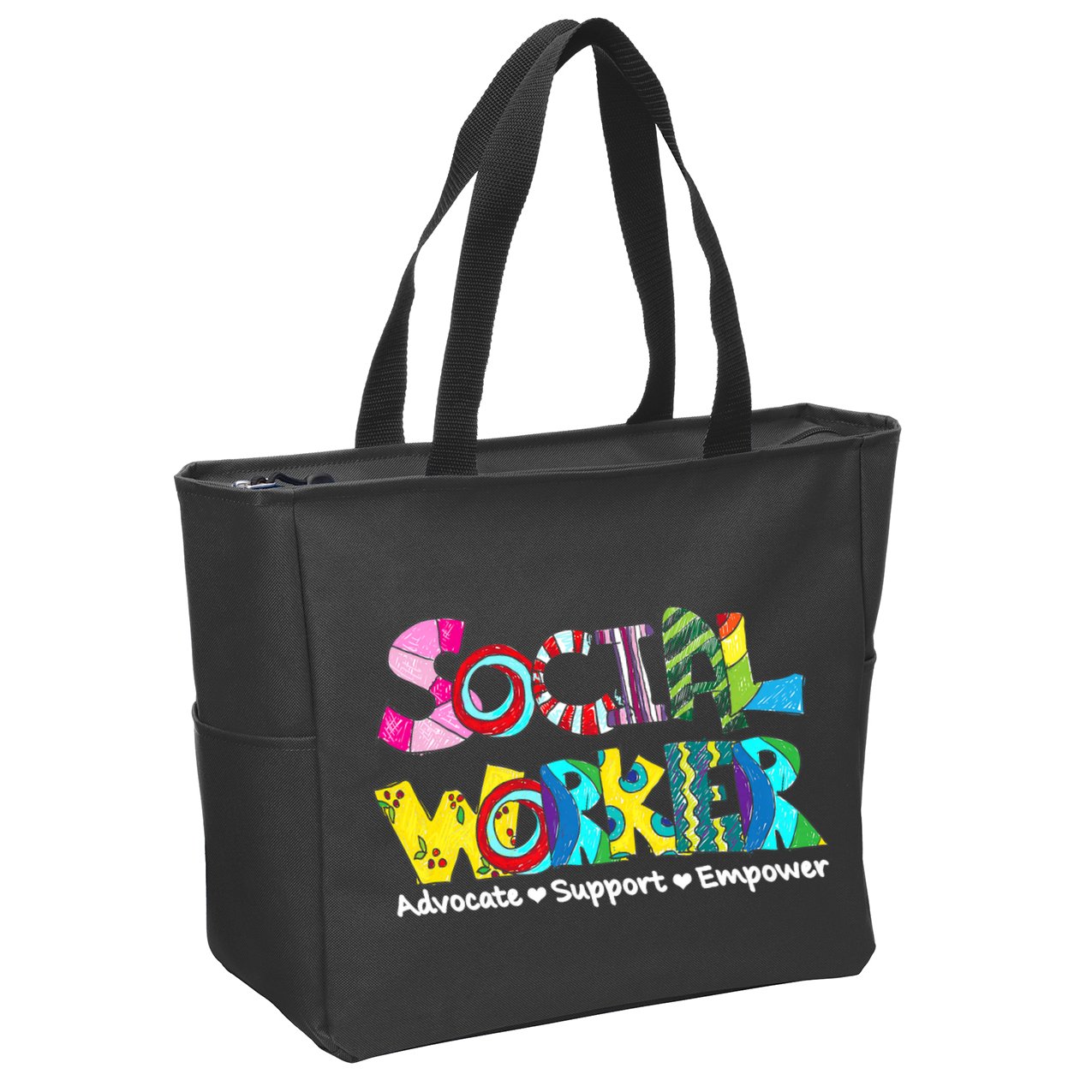 Advocate Support And Empower Social Worker Social Work Month Zip Tote Bag