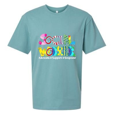 Advocate Support And Empower Social Worker Social Work Month Sueded Cloud Jersey T-Shirt
