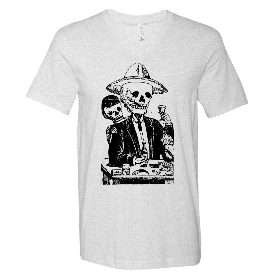 Alcoholic Skull V-Neck T-Shirt