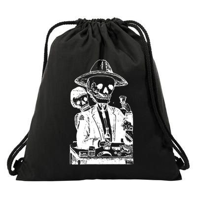 Alcoholic Skull Drawstring Bag