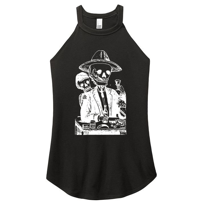 Alcoholic Skull Women's Perfect Tri Rocker Tank