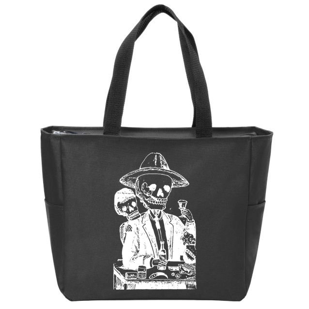 Alcoholic Skull Zip Tote Bag