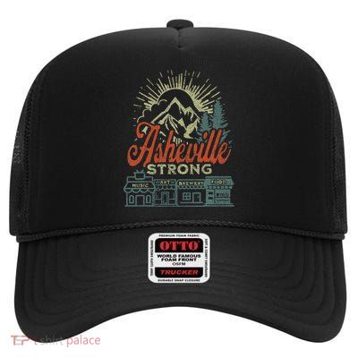 Asheville Strong Asheville North Carolina High Crown Mesh Back Trucker Hat