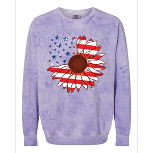 American Sunflower America Flag Stars And Stripes Flower Cool Gift Colorblast Crewneck Sweatshirt