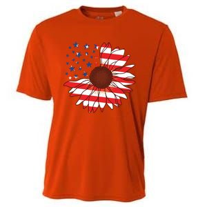 American Sunflower America Flag Stars And Stripes Flower Cool Gift Cooling Performance Crew T-Shirt