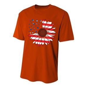 American Sunflower America Flag Stars And Stripes Flower Cool Gift Performance Sprint T-Shirt