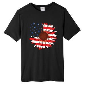 American Sunflower America Flag Stars And Stripes Flower Cool Gift Tall Fusion ChromaSoft Performance T-Shirt