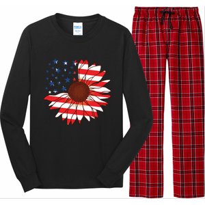 American Sunflower America Flag Stars And Stripes Flower Cool Gift Long Sleeve Pajama Set