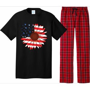 American Sunflower America Flag Stars And Stripes Flower Cool Gift Pajama Set