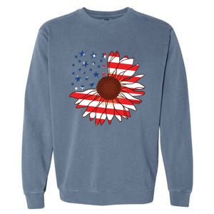 American Sunflower America Flag Stars And Stripes Flower Cool Gift Garment-Dyed Sweatshirt