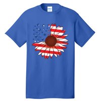 American Sunflower America Flag Stars And Stripes Flower Cool Gift Tall T-Shirt