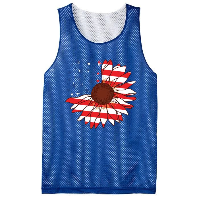 American Sunflower America Flag Stars And Stripes Flower Cool Gift Mesh Reversible Basketball Jersey Tank