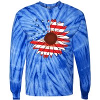 American Sunflower America Flag Stars And Stripes Flower Cool Gift Tie-Dye Long Sleeve Shirt