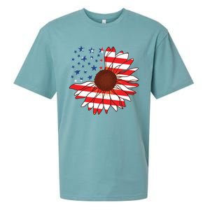 American Sunflower America Flag Stars And Stripes Flower Cool Gift Sueded Cloud Jersey T-Shirt