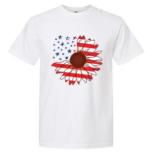 American Sunflower America Flag Stars And Stripes Flower Cool Gift Garment-Dyed Heavyweight T-Shirt