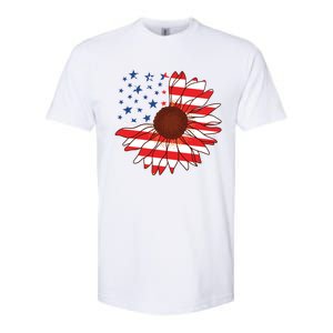 American Sunflower America Flag Stars And Stripes Flower Cool Gift Softstyle CVC T-Shirt