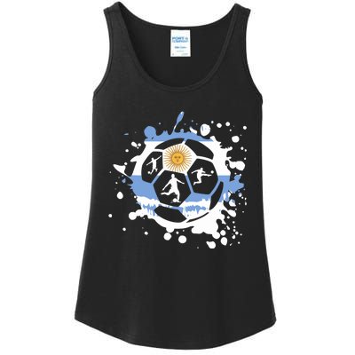 Argentina Soccer Argentinian Flag Jersey Football Fans Ladies Essential Tank