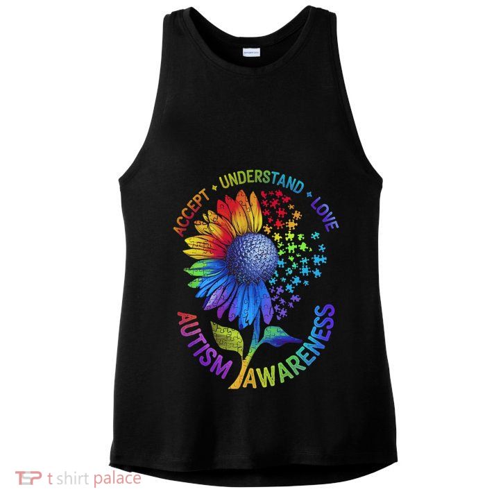 Autism Sunflower Autism Awareness Sunflower Ladies PosiCharge Tri-Blend Wicking Tank