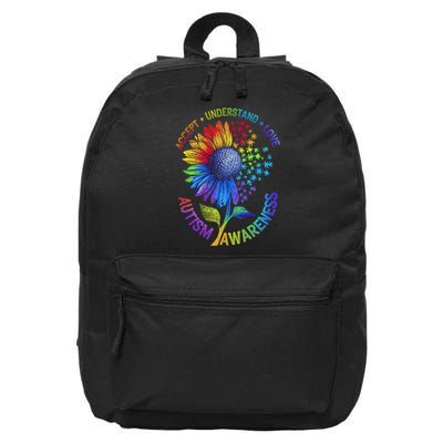 Autism Sunflower Autism Awareness Sunflower 16 in Basic Backpack