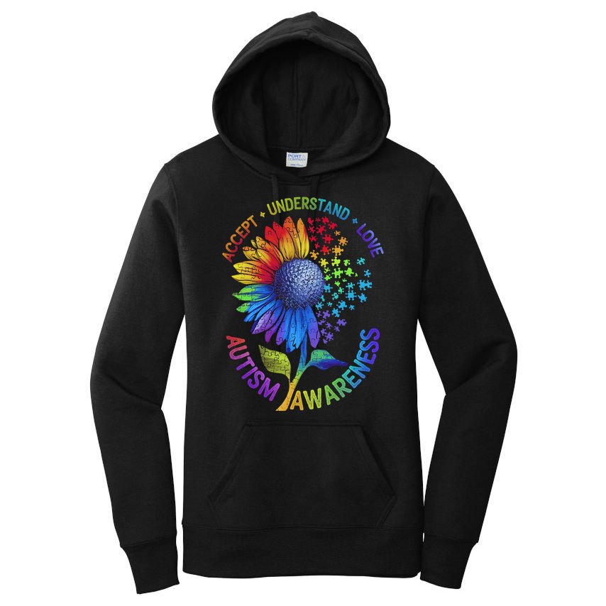 Autism Sunflower Autism Awareness Sunflower Women's Pullover Hoodie