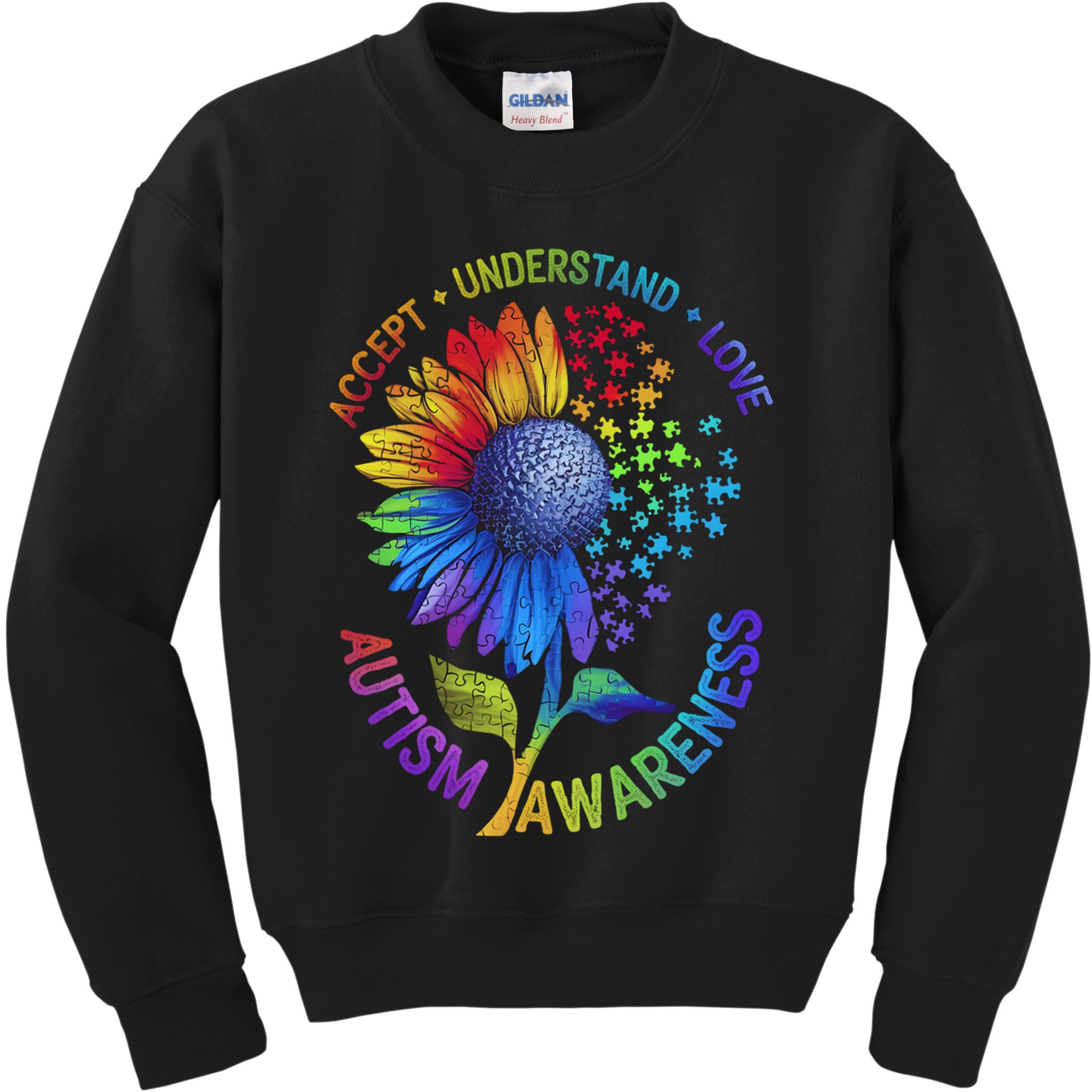 Autism Sunflower Autism Awareness Sunflower Kids Sweatshirt