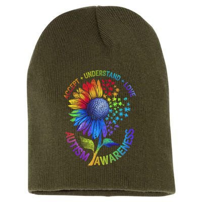 Autism Sunflower Autism Awareness Sunflower Short Acrylic Beanie