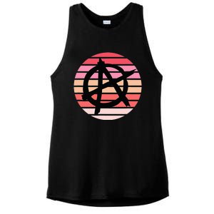 Anarchy Sign, Anti Establishment, Punk Rock Music Lovers Ladies PosiCharge Tri-Blend Wicking Tank