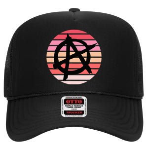 Anarchy Sign, Anti Establishment, Punk Rock Music Lovers High Crown Mesh Back Trucker Hat