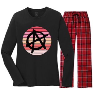 Anarchy Sign, Anti Establishment, Punk Rock Music Lovers Women's Long Sleeve Flannel Pajama Set 