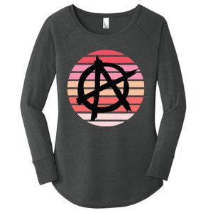 Anarchy Sign, Anti Establishment, Punk Rock Music Lovers Women's Perfect Tri Tunic Long Sleeve Shirt