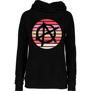 Anarchy Sign, Anti Establishment, Punk Rock Music Lovers Womens Funnel Neck Pullover Hood