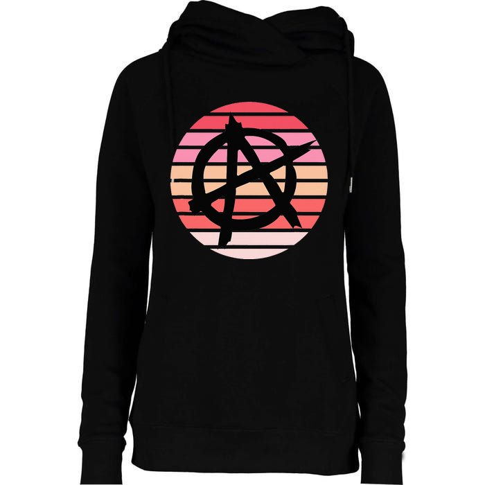 Anarchy Sign, Anti Establishment, Punk Rock Music Lovers Womens Funnel Neck Pullover Hood