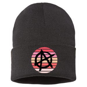 Anarchy Sign, Anti Establishment, Punk Rock Music Lovers Sustainable Knit Beanie