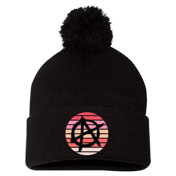 Anarchy Sign, Anti Establishment, Punk Rock Music Lovers Pom Pom 12in Knit Beanie