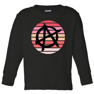 Anarchy Sign, Anti Establishment, Punk Rock Music Lovers Toddler Long Sleeve Shirt