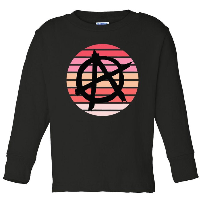 Anarchy Sign, Anti Establishment, Punk Rock Music Lovers Toddler Long Sleeve Shirt